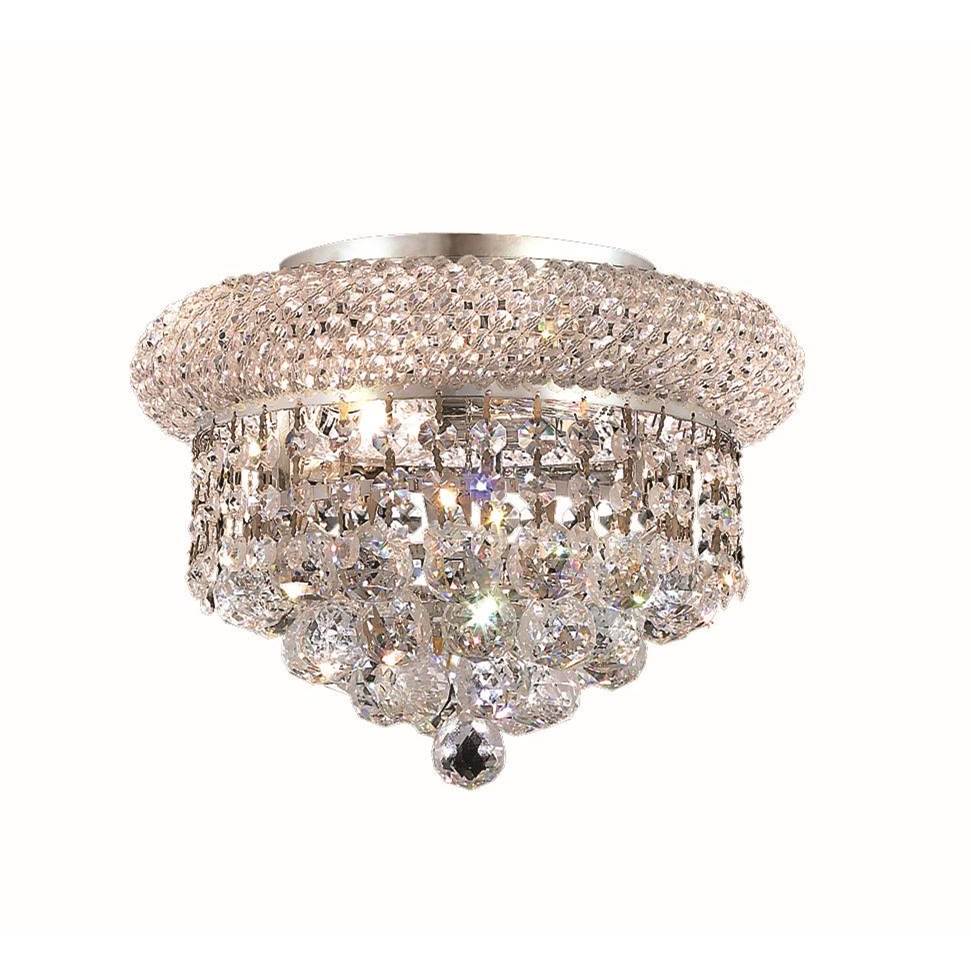 Elegant Lighting Primo 3 Light Chrome Flush Mount Clear Royal Cut Crystal