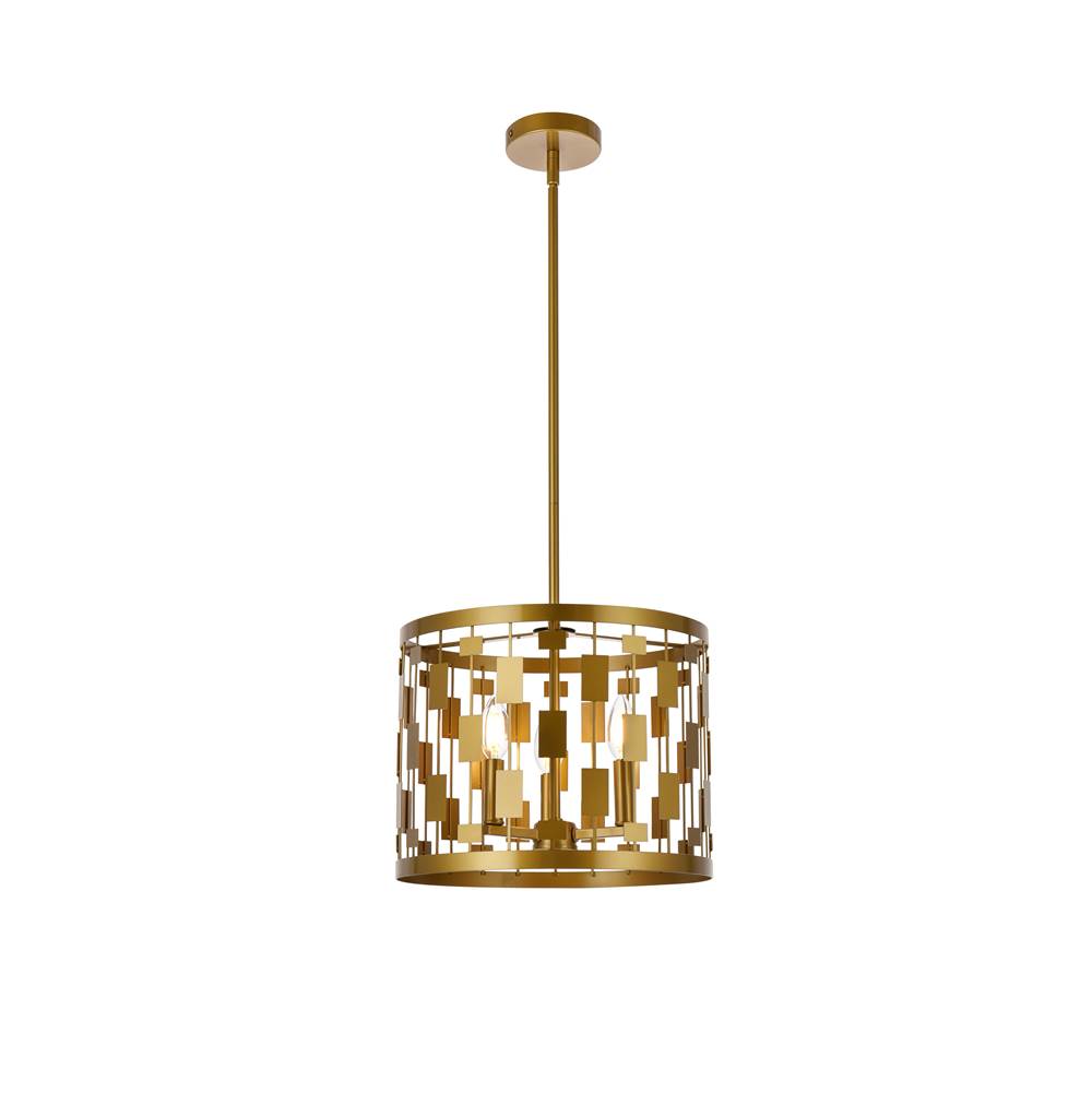 Elegant Lighting Levante 3 lights pendant in brass