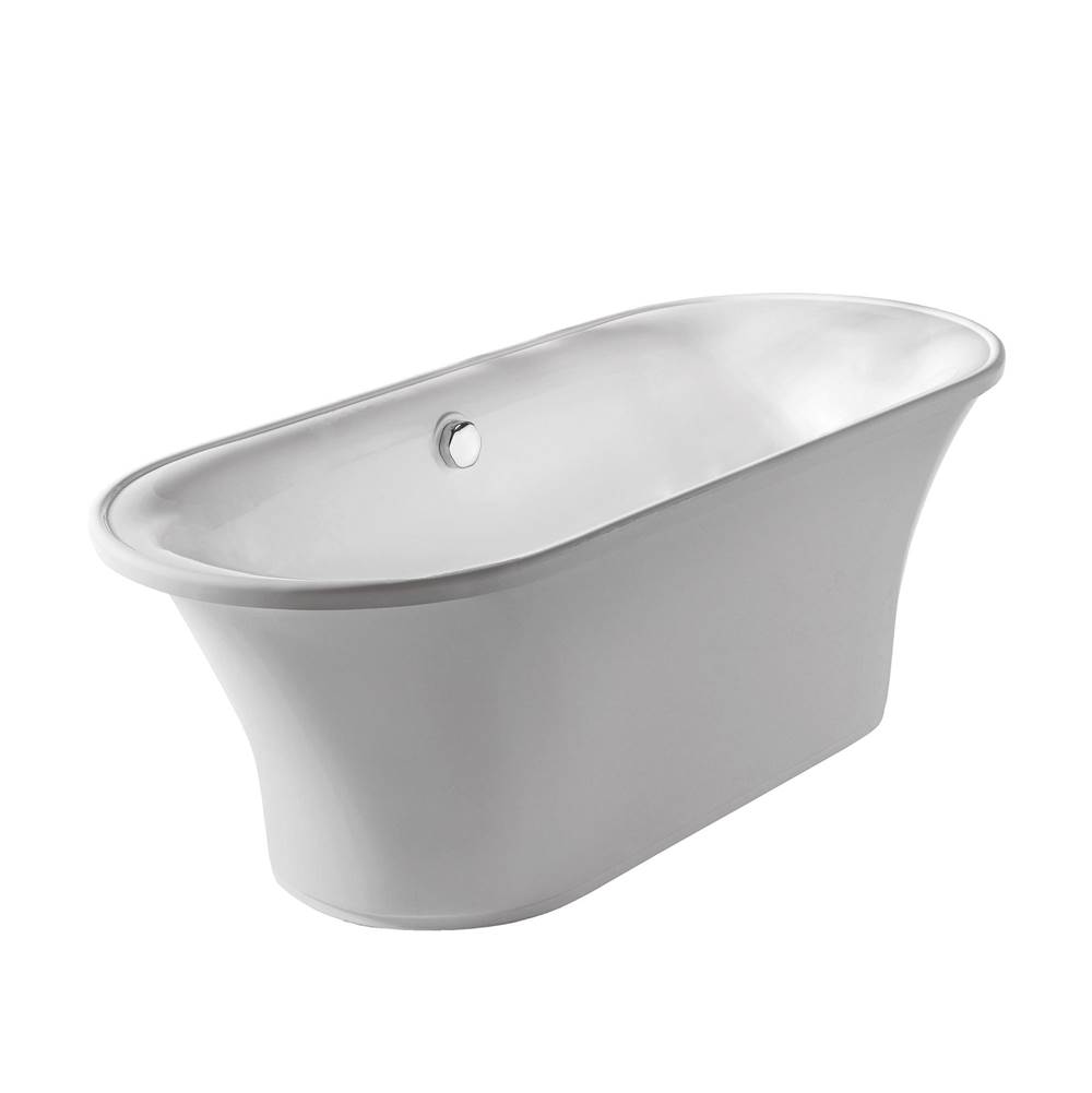 Whitehaus Collection Bathhaus Oval Double Ended Freestanding Lucite Acrylic Bathtub with a Chrome Mechanical Pop-up Waste and Chrome Center Drain with Internal Overflow