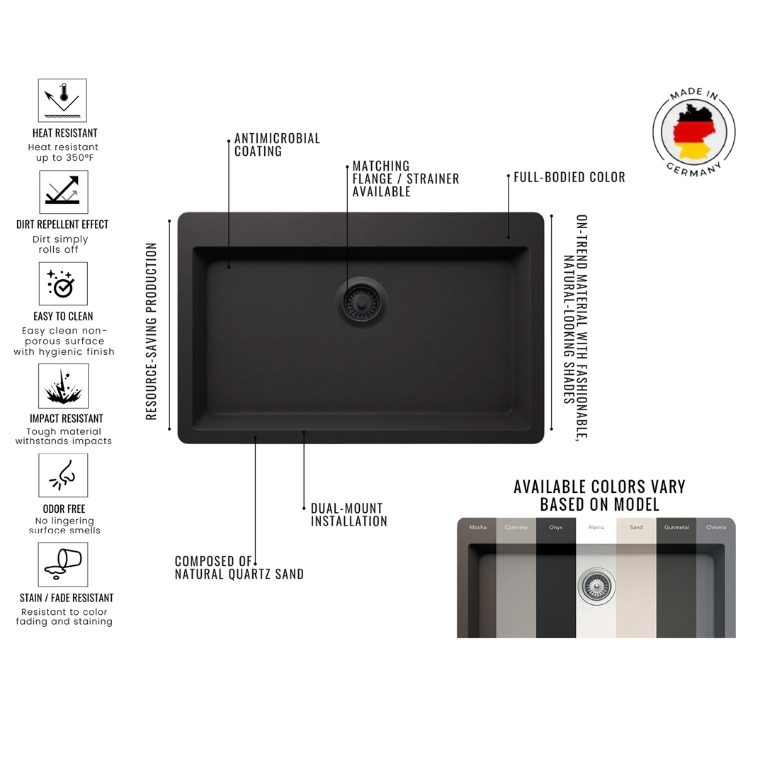 Pelican Crystallite Series PL-150 Granite Composite Single Bowl Sink