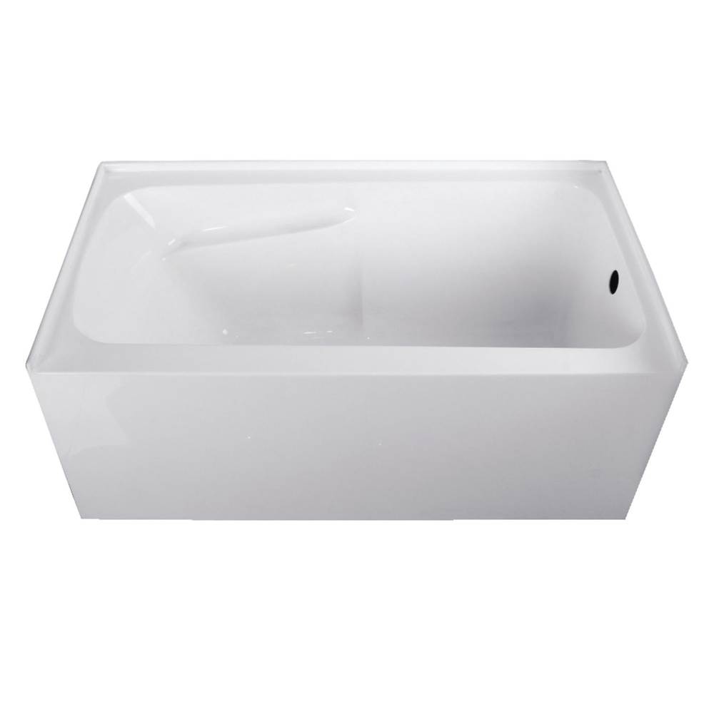 Kingston Brass Aqua Eden 54-Inch Acrylic Alcove Tub with Arm Rest and Right Hand Drain Hole, White