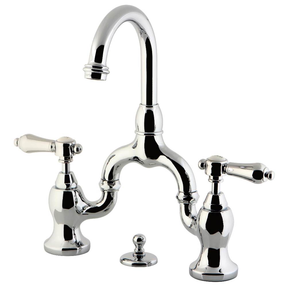 Kingston Brass Heirloom Bridge Bathroom Faucet with Brass Pop-Up, Polished Chrome