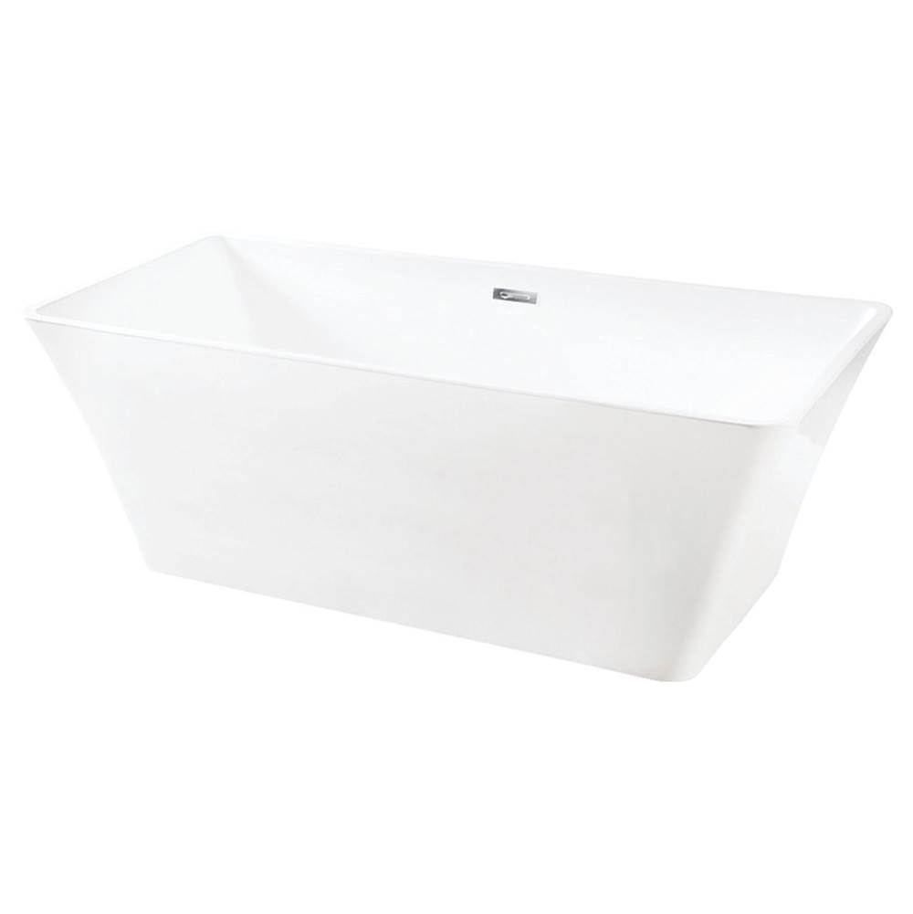 Kingston Brass Aqua Eden 67-Inch Acrylic Freestanding Tub with Drain, White