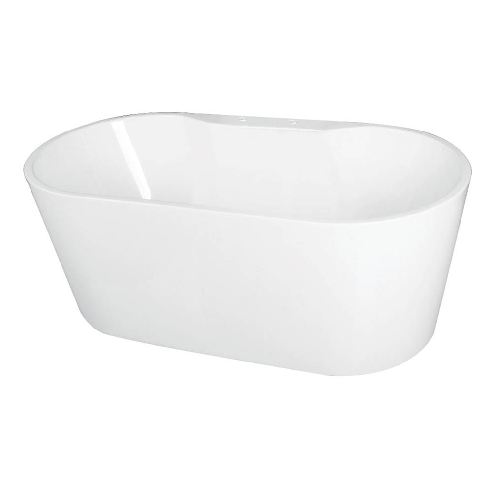 Kingston Brass Aqua Eden 51-Inch Acrylic Freestanding Tub with Deck for Faucet Installation, White