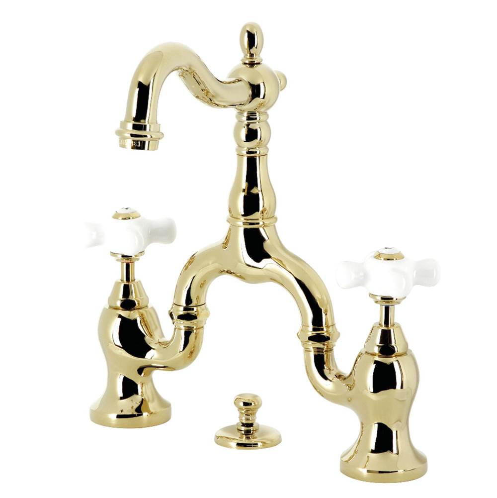 Kingston Brass Kingston Brass KS7972PX English Country Bridge Bathroom Faucet with Brass Pop-Up, Polished Brass