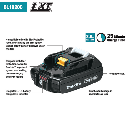 18 Volt  LXT® Compact Lithium Ion Battery - 2.0Ah