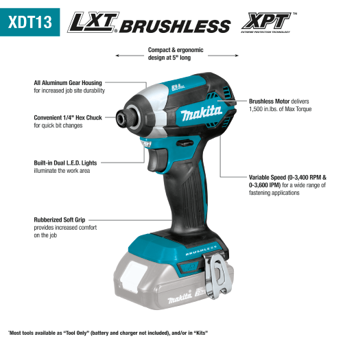 18V LXT® Lithium‑Ion Compact Brushless Cordless Impact Driver Kit (2.0Ah)