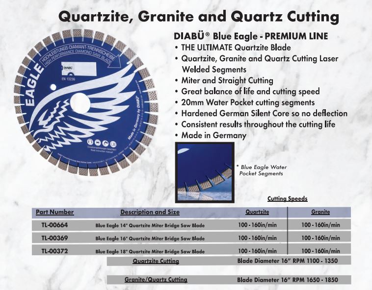 Blue Eagle Quartzite Miter Bridge Saw Blade