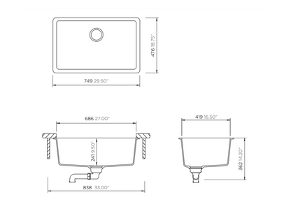 Pelican Crystallite Series PL-150 Granite Composite Single Bowl Sink