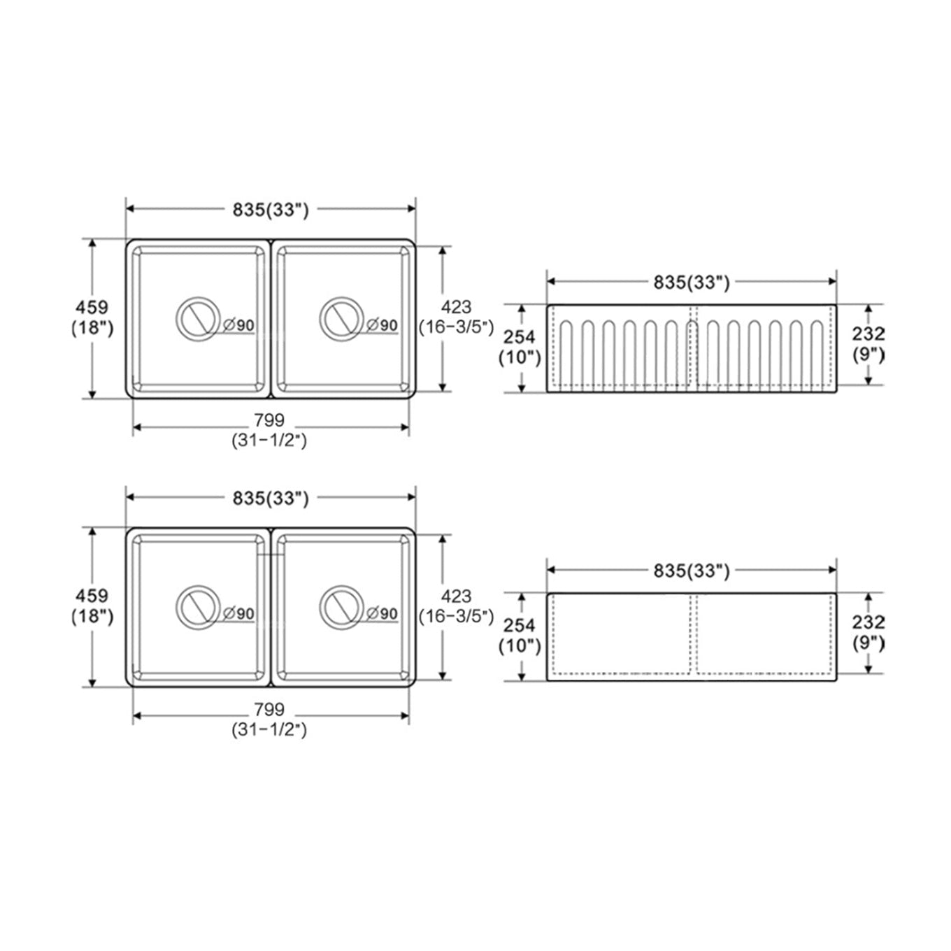 Pelican Farmhouse Series Reversible Farmhouse Sink