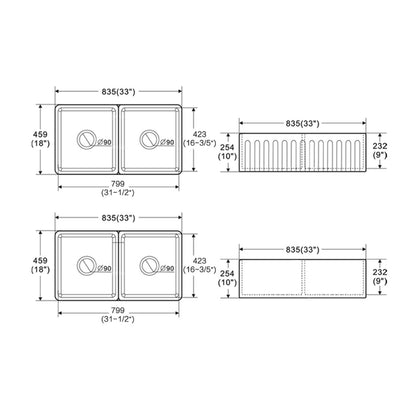 Pelican Farmhouse Series Reversible Farmhouse Sink