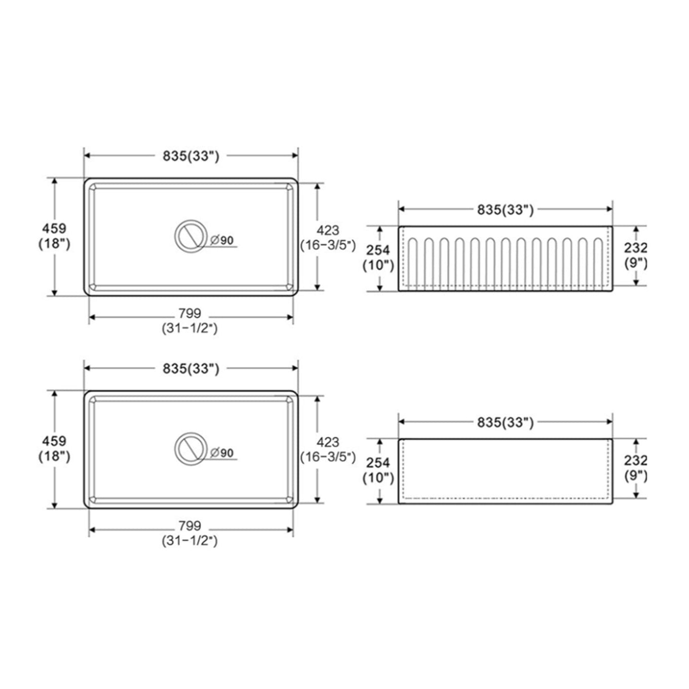 Pelican Farmhouse Series Reversible Farmhouse Sink
