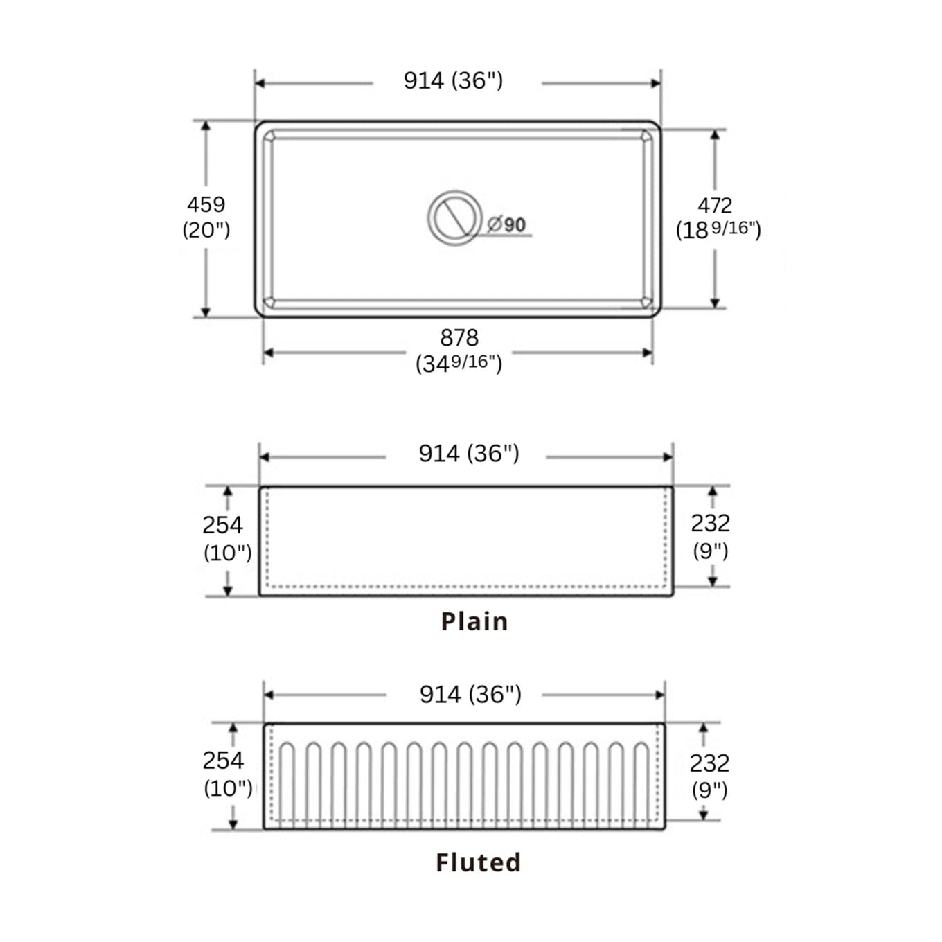Pelican Farmhouse Series Reversible Farmhouse Sink