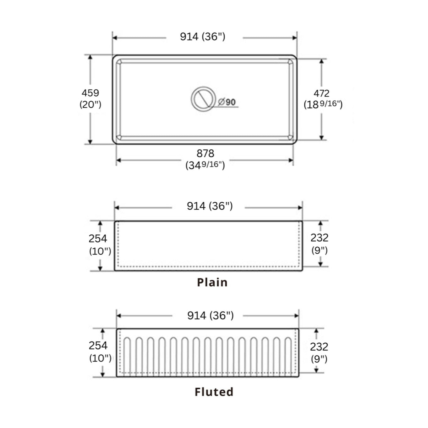 Pelican Farmhouse Series Reversible Farmhouse Sink