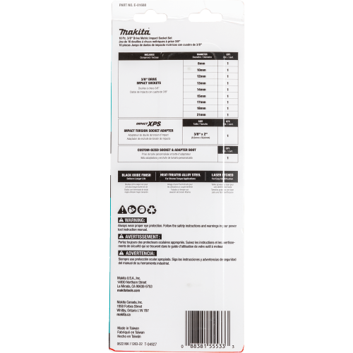 Impact XPS® 10 Pc. 3/8" Drive 6‑Point Metric Impact Socket Set w/ Standard Socket Adapter