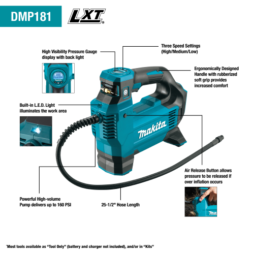 18V LXT® Lithium‑Ion Cordless High‑Pressure Inflator, Tool Only