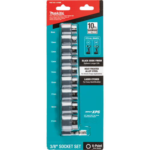 Impact XPS® 10 Pc. 3/8" Drive 6‑Point Metric Impact Socket Set w/ Standard Socket Adapter