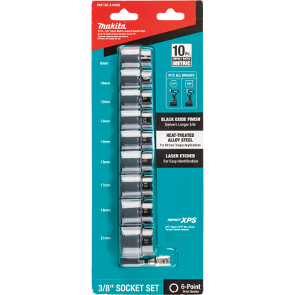 Impact XPS® 10 Pc. 3/8" Drive 6‑Point Metric Impact Socket Set w/ Standard Socket Adapter