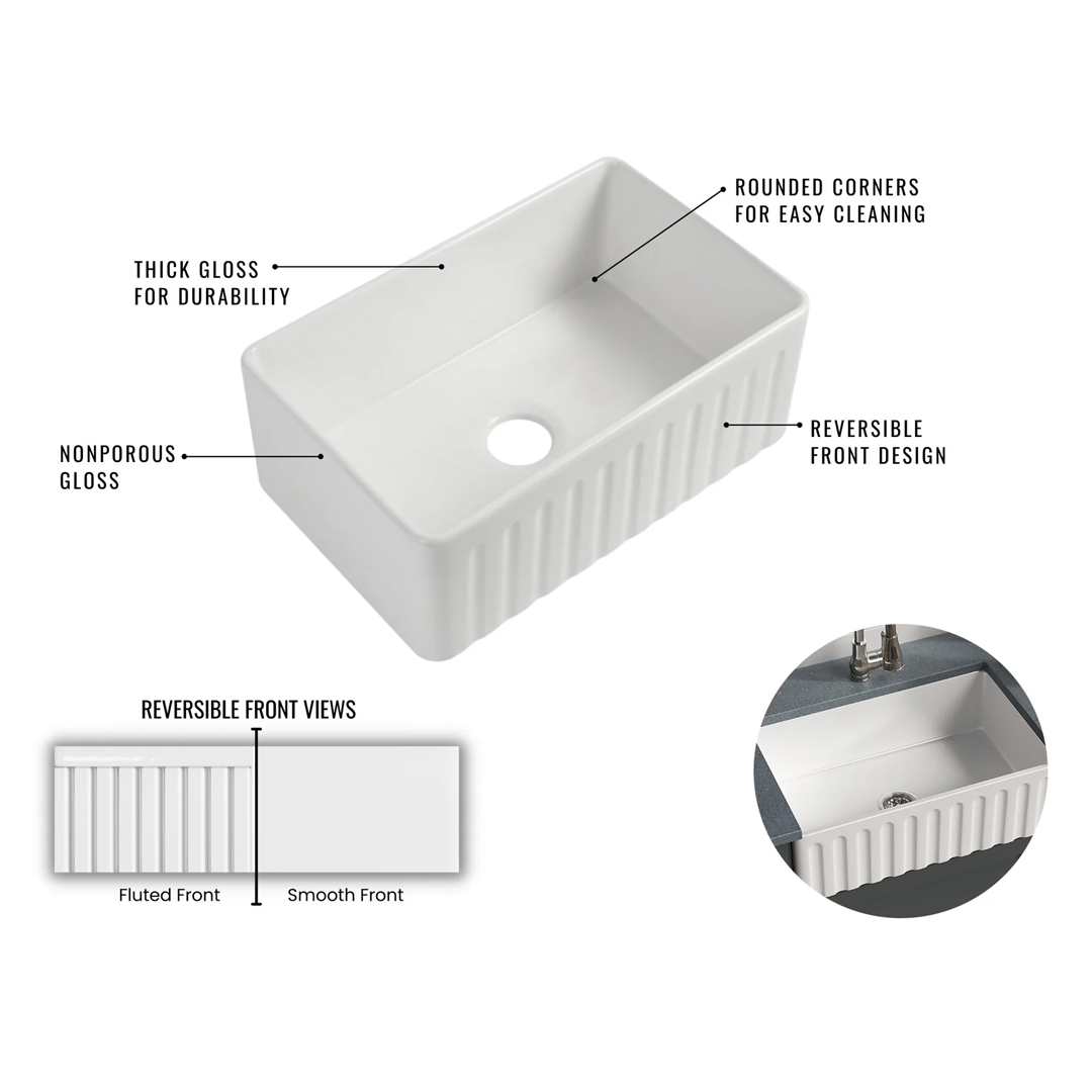 Pelican Farmhouse Series Reversible Farmhouse Sink