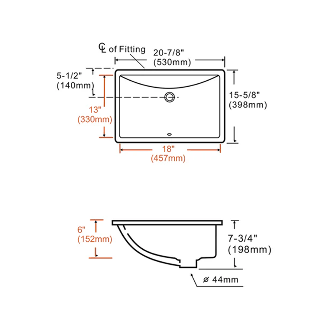 Pelican Pearl Series PL-3099 Porcelain Undermount Sink