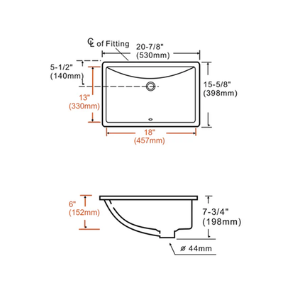 Pelican Pearl Series PL-3099 Porcelain Undermount Sink