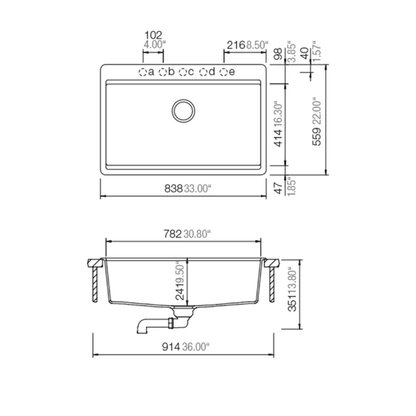 Pelican Crystallite Series PL-WS400 Granite Composite Workstation Sink