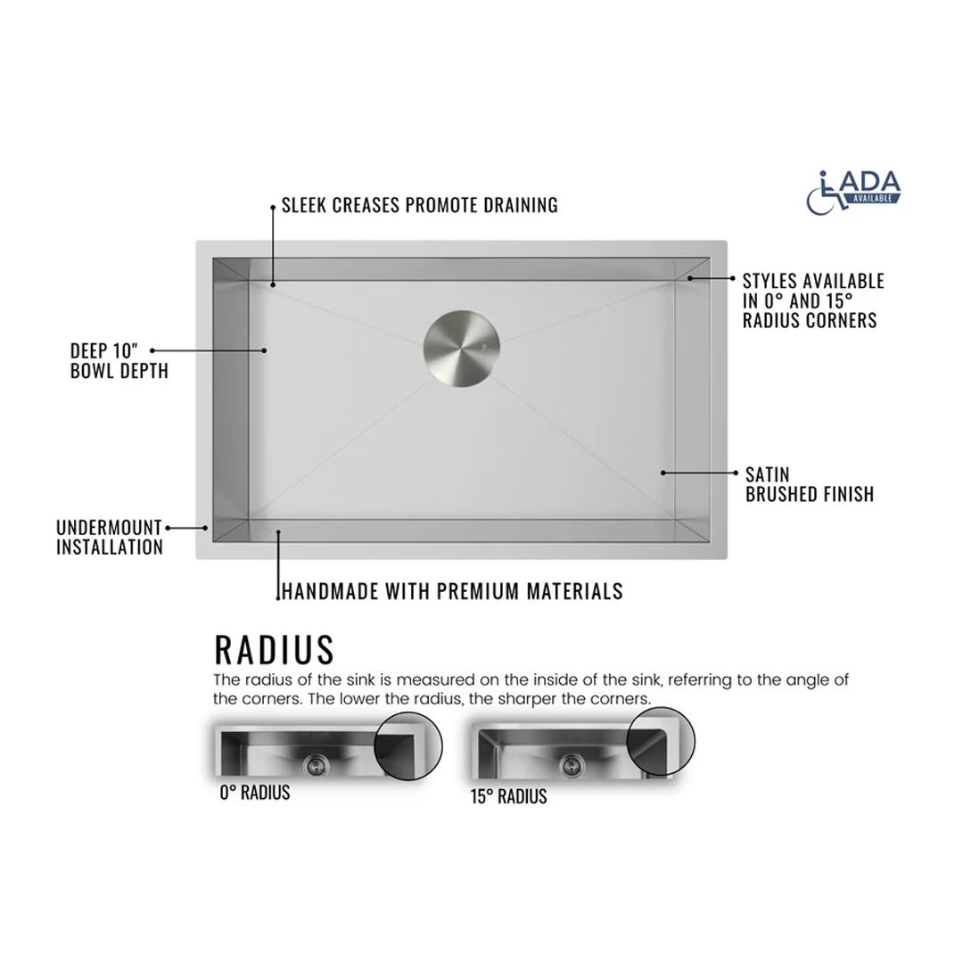 Pelican Handmade Series PL-HA126 Stainless Steel Kitchen Sink