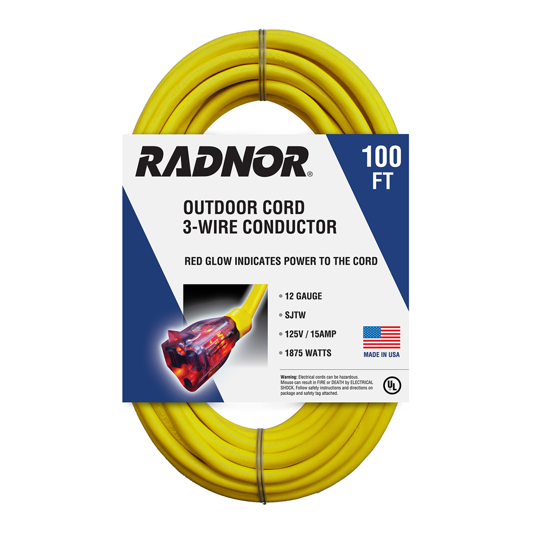RADNOR™ 15 A 125 VAC PVC Jacket Yellow Extension Cord
