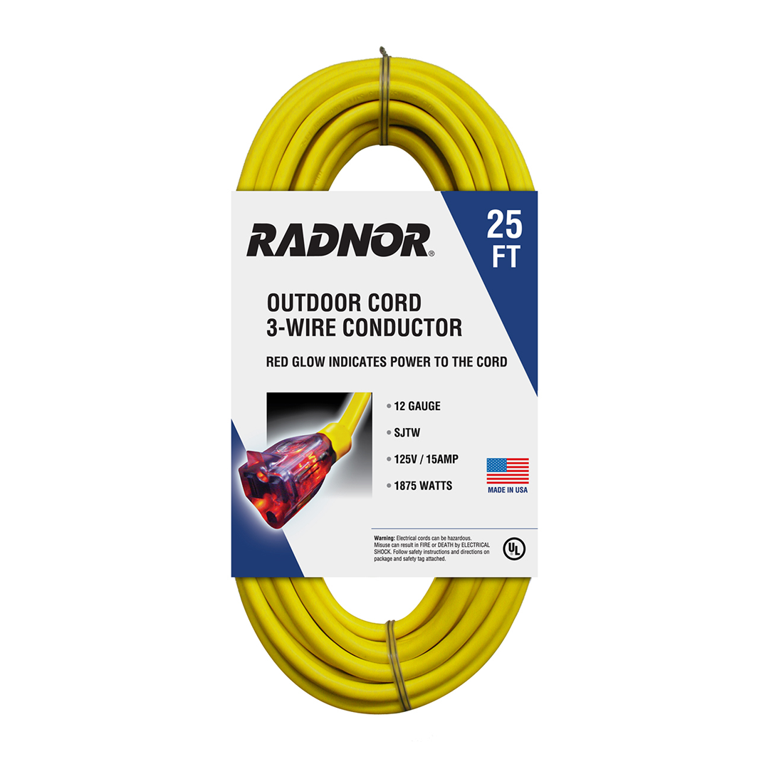 RADNOR™ 15 A 125 VAC PVC Jacket Yellow Extension Cord
