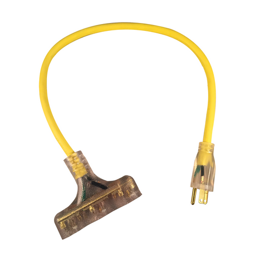 RADNOR™ 2' 15 A 125 VAC PVC Jacket Yellow Extension Cord