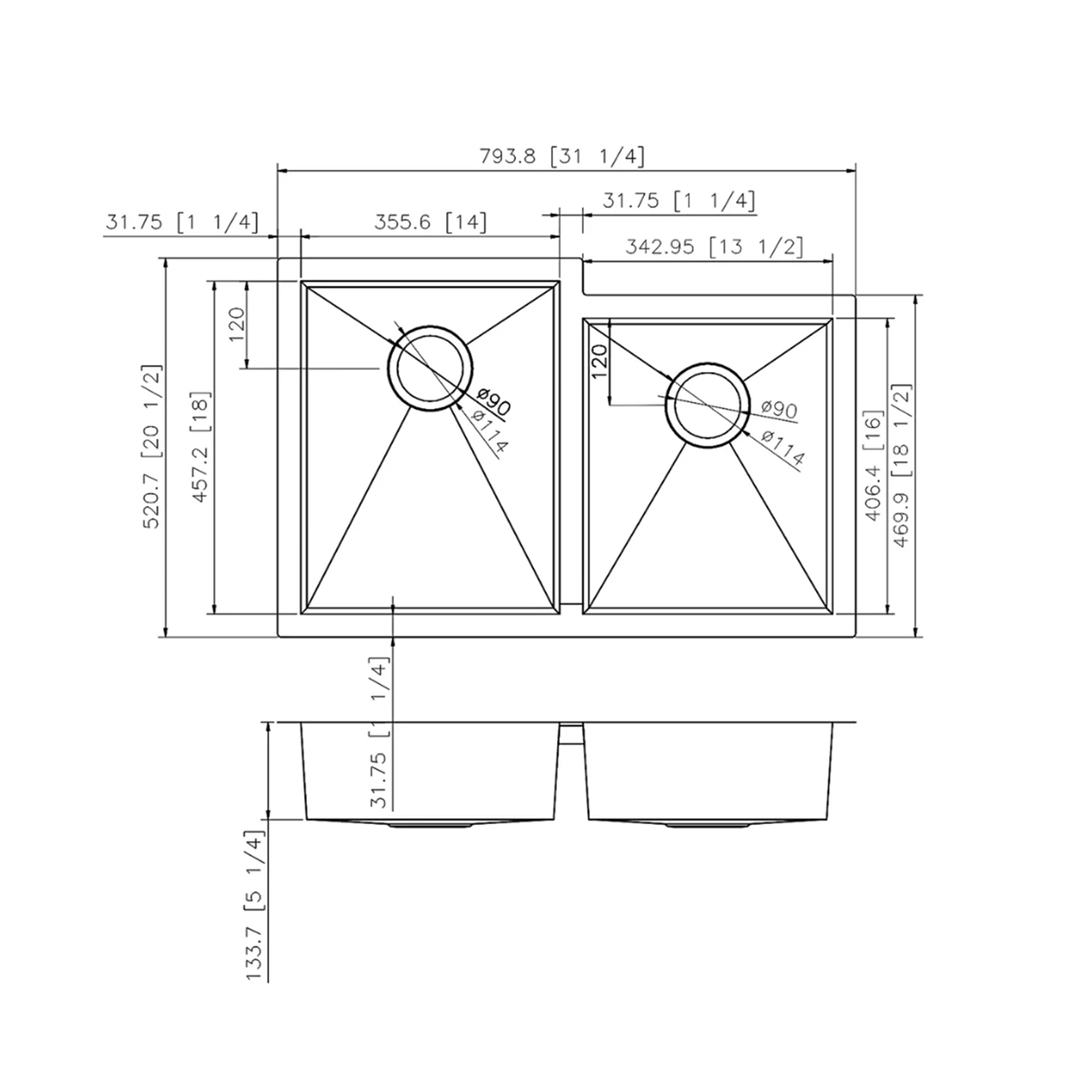 Pelican Handmade Series PL-HA126 Stainless Steel Kitchen Sink